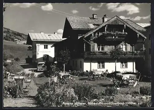 AK Saalbach, Pension Mitterer mit Garten