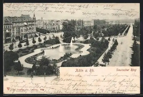 AK Köln-Neustadt, Deutscher Ring mit Fontäne