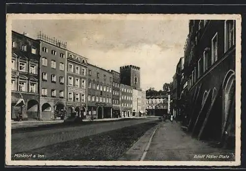 AK Mühldorf /Inn, Platz mit Turmgebäude