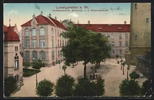 AK Ludwigshafen /Rh., Gräfenauschule / Reservelazarett, Rückseite