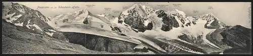 Klapp-AK Schaubach-Hütte, Panorama mit Schrötter-Horn, Schulter, Monte Zebru