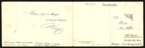 Klapp-AK Seengen, Panorama mit Kirche gegen Berge und See