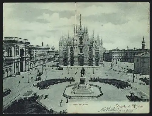 Mondschein-Klapp-AK Milano, Piazza del Duomo