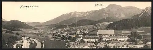 Klapp-AK Neuburg a. d. Mürz, Panorama gegen die Schneealpe