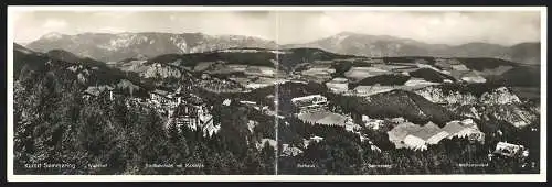 Klapp-AK Semmering, Panorama mit Südbahnhotel, Kurhaus, Schneeberg und Weinzettelwand