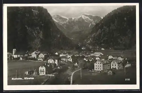 AK Mallnitz, Ortsansicht im Tal mit Bergpanorama