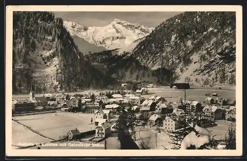 AK Mallnitz, Ortsansicht mit Geiselkopf im Winter