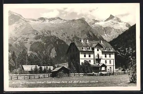 AK Mallnitz, Das Gasthaus Dorrak-Heim mit dem Ankogel