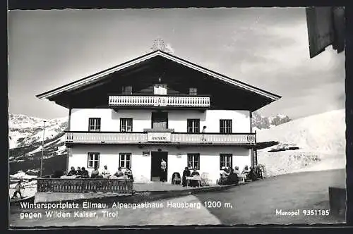 AK Ellmau, Gasthaus Hausberg gegen Wilden Kaiser, Tirol