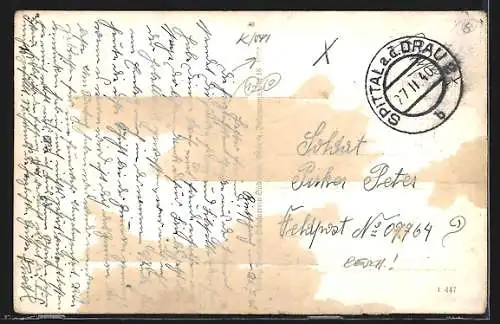 AK Dellach im Drautale, Ortsansicht mit Fluss