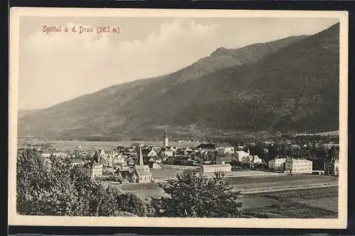 AK Spittal a. d. Drau, Ortsansicht vor Bergen