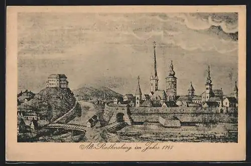 Künstler-AK Radkersburg, Alt Radkersburg im Jahre 1745
