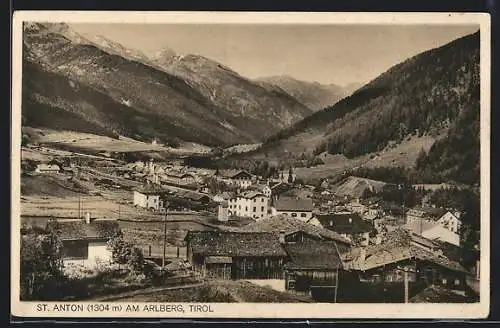 AK St. Anton am Arlberg, Gesamtansicht aus der Vogelschau