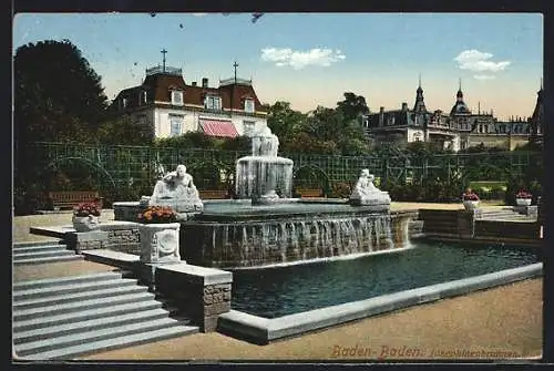 AK Baden-Baden, Josephinenbrunnen mit Gebäuden