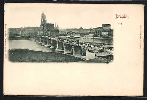 AK Dresden, Blick über die Elbe auf die Stadt