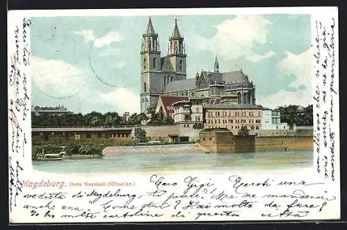 AK Magdeburg, Domansicht von der Elbseite