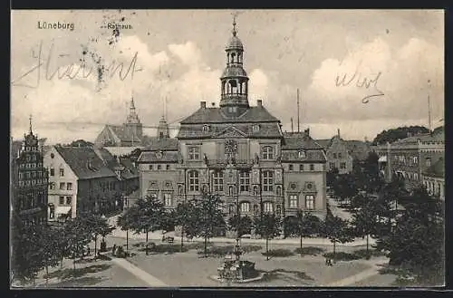 AK Lüneburg, Rathaus mit Springbrunnen
