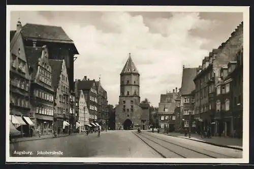 AK Augsburg, Blick in die Jakoberstrasse