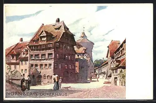 AK Nürnberg, Strassenpartie am Dürerhaus