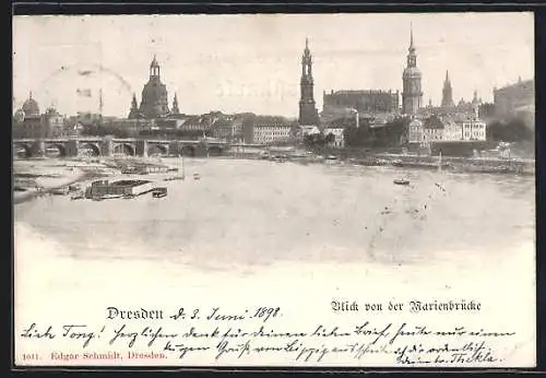 AK Dresden, Blick von der Marienbrücke