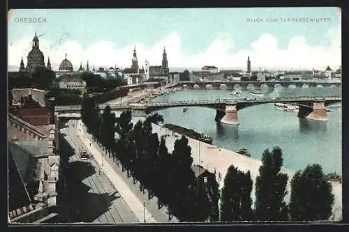 AK Dresden, Blick vom Terrassen-Ufer