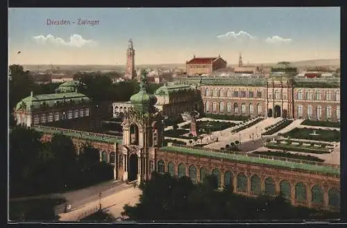 AK Dresden, Der Zwinger aus der Vogelschau