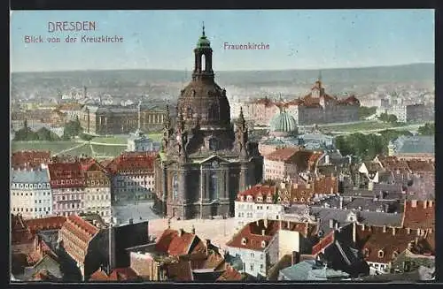 AK Dresden, Blick auf die Frauenkirche mit Neumarkt