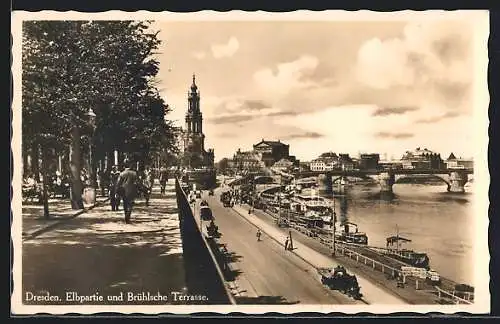 AK Dresden, Elbpartie und Brühlsche Terrasse