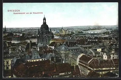 AK Dresden, Gesamtansicht von der Kreuzkirche aus gesehen