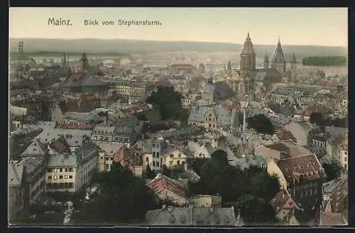 AK Mainz, Panoramablick vom Stephansturm