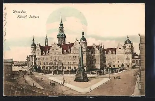 AK Dresden, Obelisk vor dem Königlichen Schloss