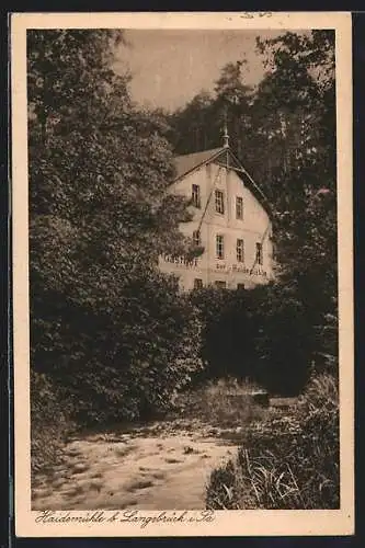 AK Langebrück, Blick auf den Gasthof zur Haidemühle