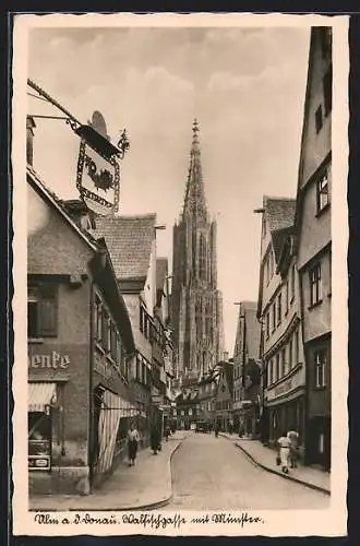 AK Ulm /Donau, Walfischgasse mit Münster