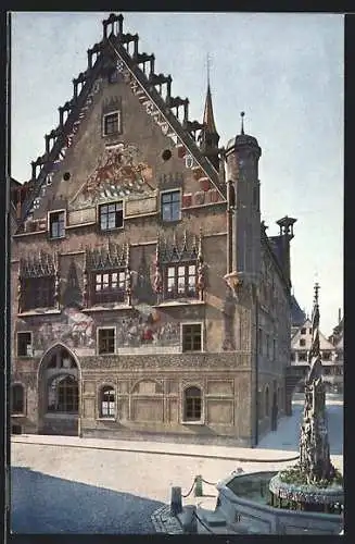 AK Ulm a. D., Rathaus, Südl. Giebel mit Fischkasten