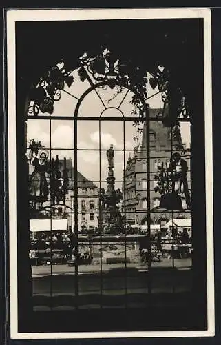 AK Trier, Blick auf den Markt aus der kurtrierischen Gaststätte Zum Domstein