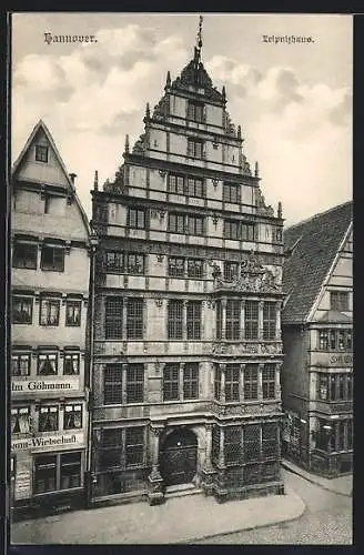 AK Hannover, Leibnizhaus, von oben gesehen