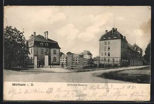 AK Müllheim i. B., Strassenpartie an der Artillerie-Kaserne