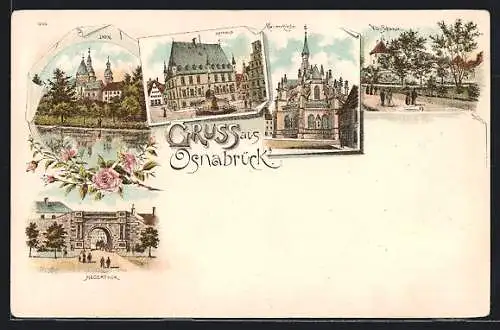 Lithographie Osnabrück, Hegerthor, Viti-Schanze, Dom