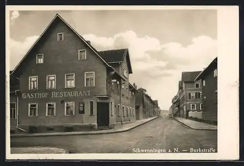 AK Schwenningen a. N., Burkstrasse mit Gasthof z. Ochsen