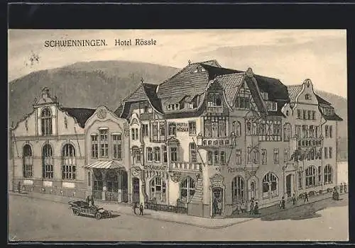AK Schwenningen / Villingen, Hotel Rössle, Strassenpartie