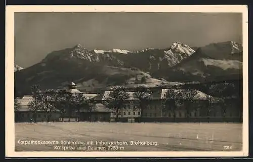 AK Sonthofen, Die Karpathenkaserne mit Imbergerhorn, Breitenberg, Rotspitze und Daumen