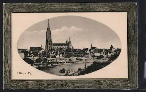 AK Ulm / Donau, Panorama im Passepartout