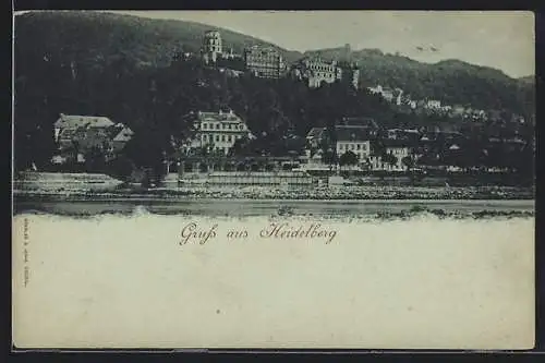 Mondschein-AK Heidelberg / Neckar, Teilansicht, Schlossseite