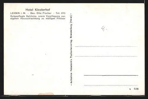 AK Lehnin /Mark, Hotel Klosterhof, Innenansicht