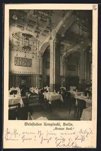 AK Berlin, Weinstuben Kempinski, Blick in den Grauen Saal