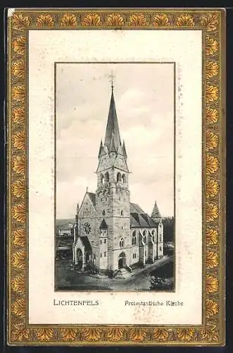 AK Lichtenfels / Main, Protestantische Kirche in gepägtem Rahmen