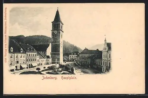 AK Judenburg, Hauptplatz mit Stadtturm