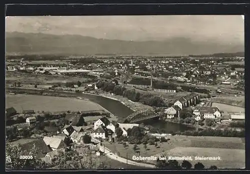 AK St. Margarethen bei Knittelfeld, Gobernitz, Luftbild mit Brücke