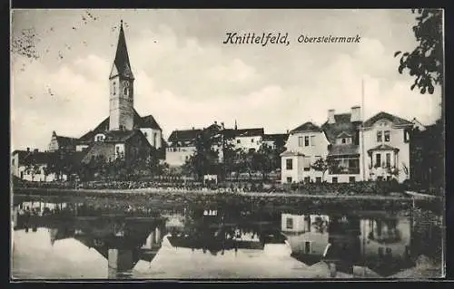 AK Knittelfeld, Ortspartie mit Kirche