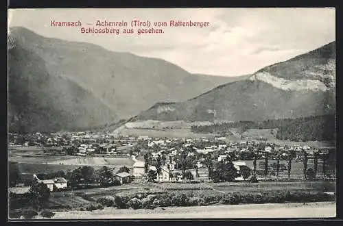 AK Kramsach-Achenrain, Ortsansicht vom Rattenberger Schlossberg aus gesehen